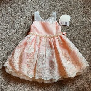 *American Princess* Pink Lace Dress with Floral‎ Details